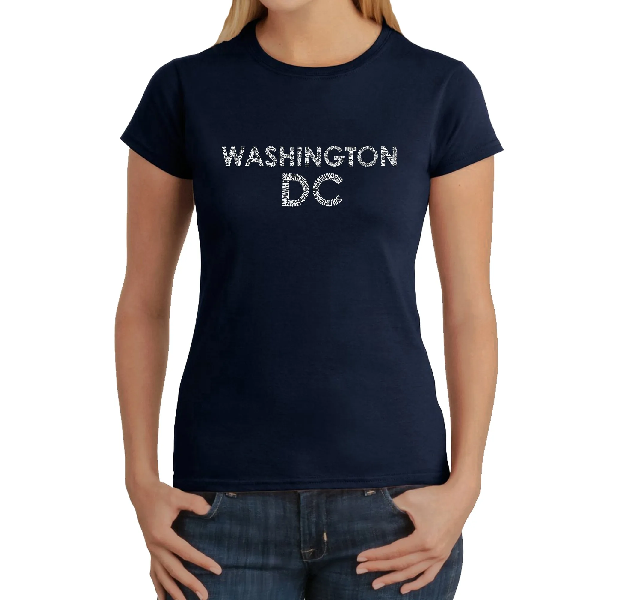 WASHINGTON DC NEIGHBORHOODS - Women's Word Art T-Shirt sold by LA Pop Art product image thumbnail 3