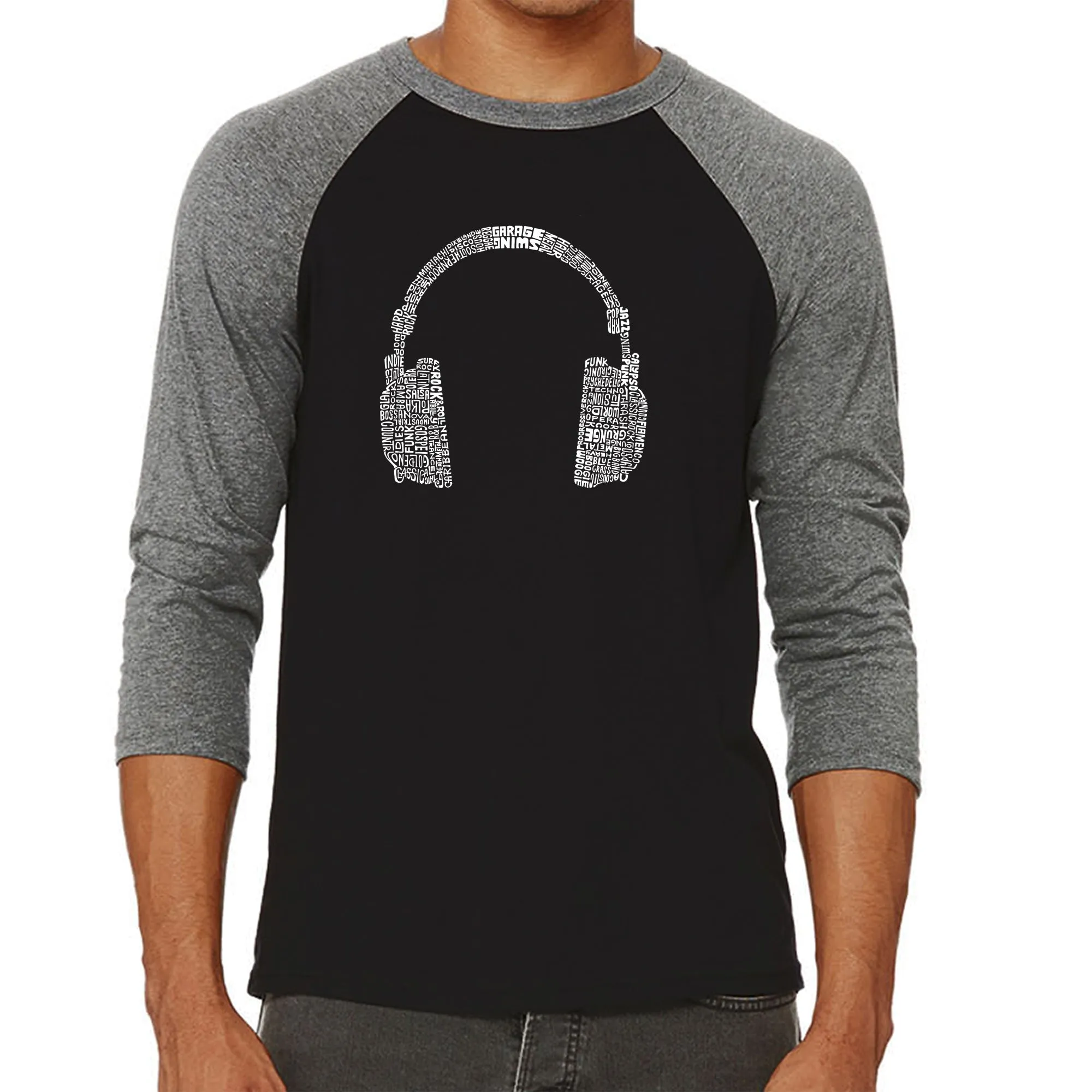 63 DIFFERENT GENRES OF MUSIC - Men's Raglan Baseball Word Art T-Shirt sold by LA Pop Art product image thumbnail 4