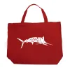 Marlin Gone Fishing - Large Word Art Tote Bag sold by LA Pop Art