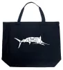 Marlin Gone Fishing - Large Word Art Tote Bag sold by LA Pop Art