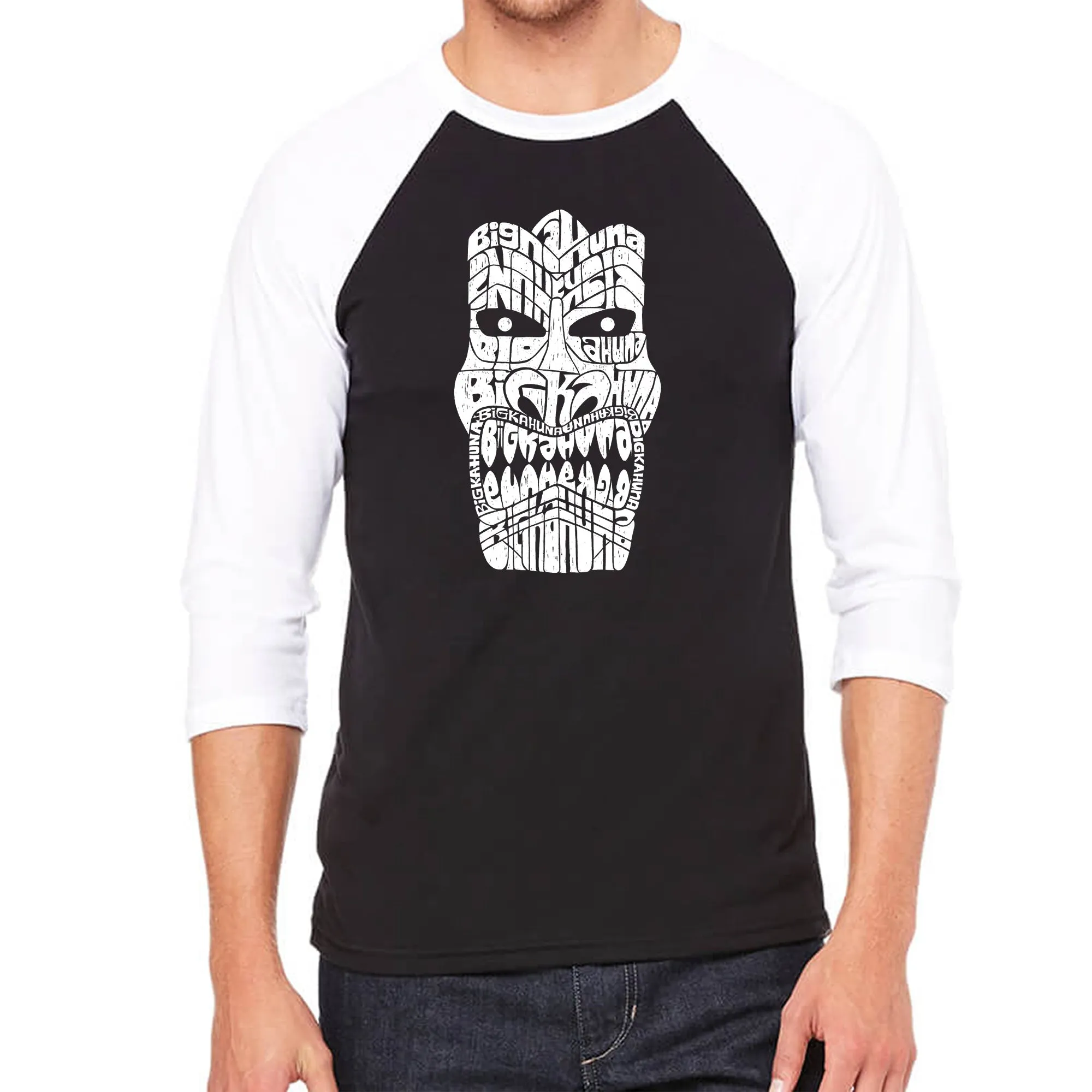 BIG KAHUNA TIKI - Men's Raglan Baseball Word Art T-Shirt sold by LA Pop Art