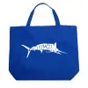 Marlin Gone Fishing - Large Word Art Tote Bag sold by LA Pop Art