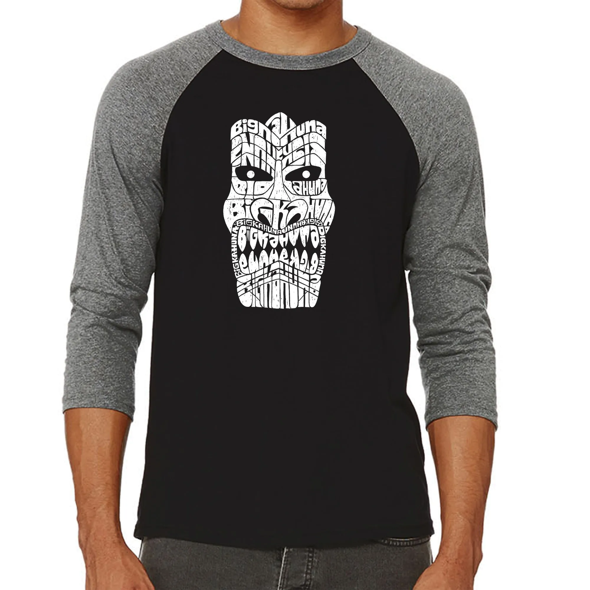 BIG KAHUNA TIKI - Men's Raglan Baseball Word Art T-Shirt sold by LA Pop Art product image thumbnail 4