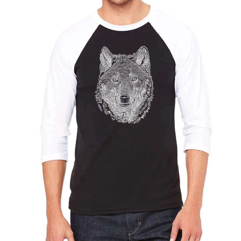 Wolf - Men's Raglan Baseball Word Art T-Shirt sold by LA Pop Art