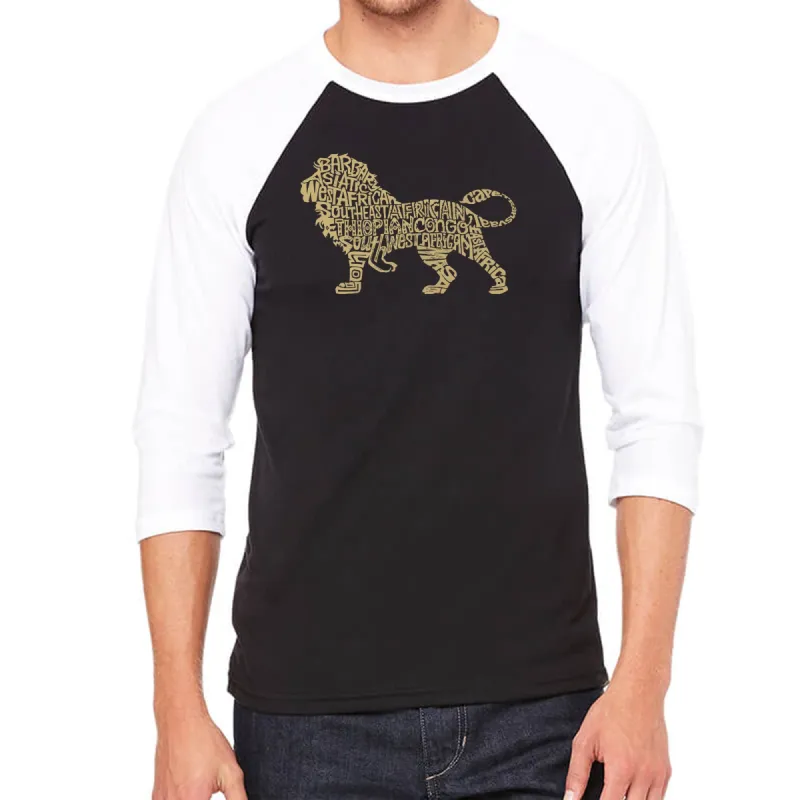 Lion - Men's Raglan Baseball Word Art T-Shirt sold by LA Pop Art