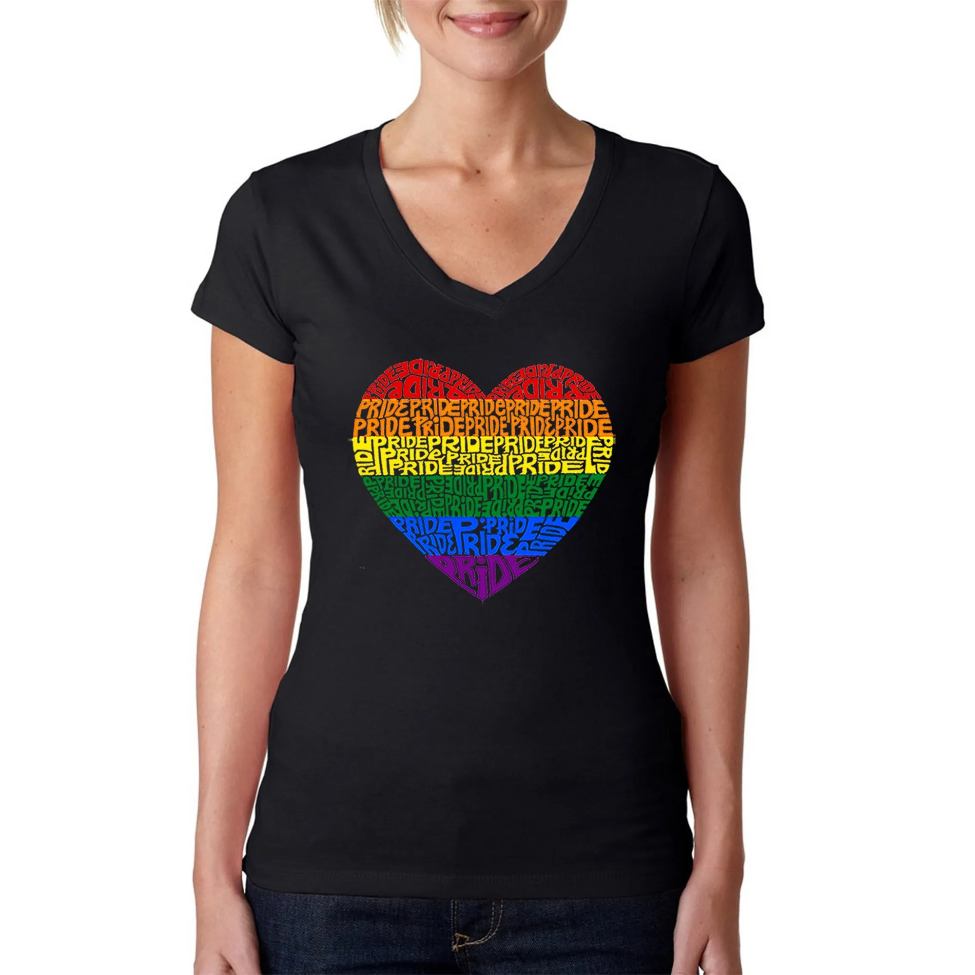 Pride Heart - Women's Word Art V-Neck T-Shirt sold by LA Pop Art