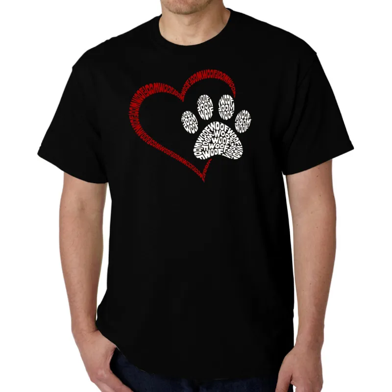 Paw Heart - Men's Word Art T-Shirt sold by LA Pop Art