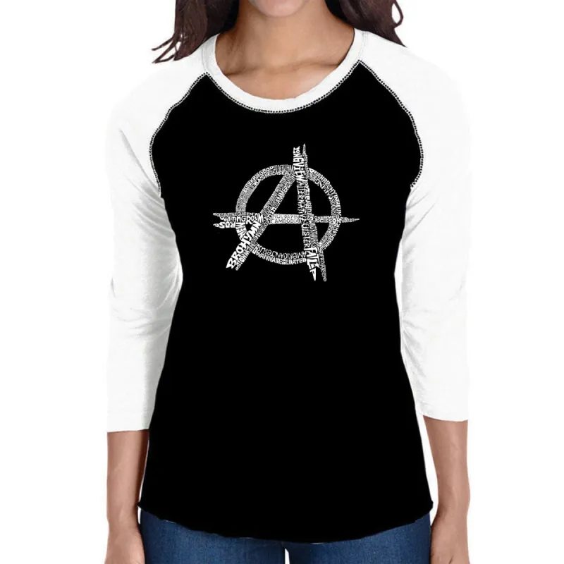 GREAT ALL TIME PUNK SONGS - Women's Raglan Baseball Word Art T-Shirt sold by LA Pop Art