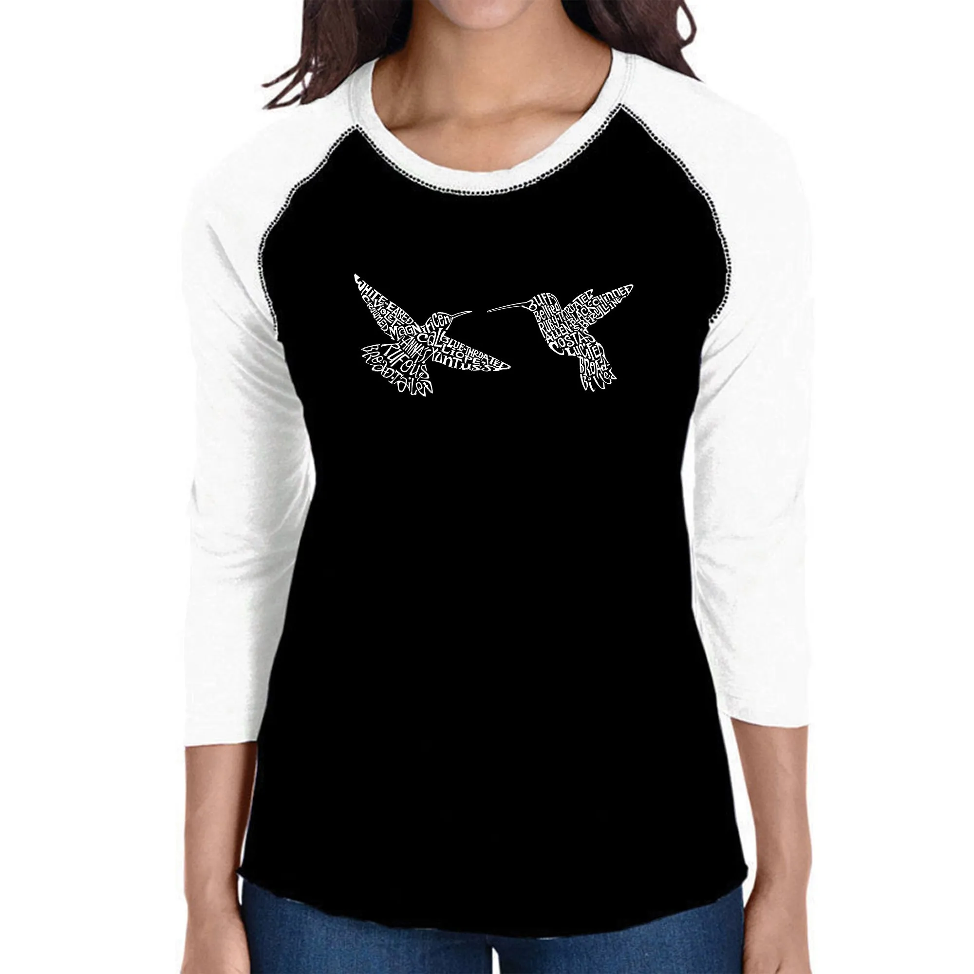 Hummingbirds - Women's Raglan Word Art T-Shirt sold by LA Pop Art