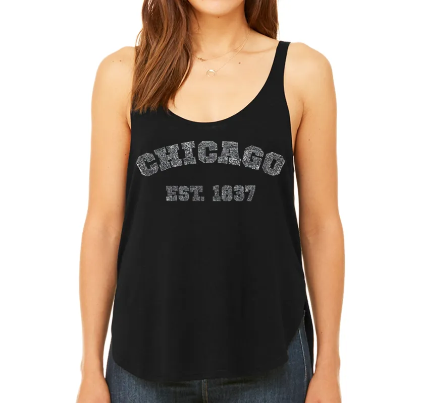 Chicago 1837 - Women's Word Art Flowy Tank sold by LA Pop Art