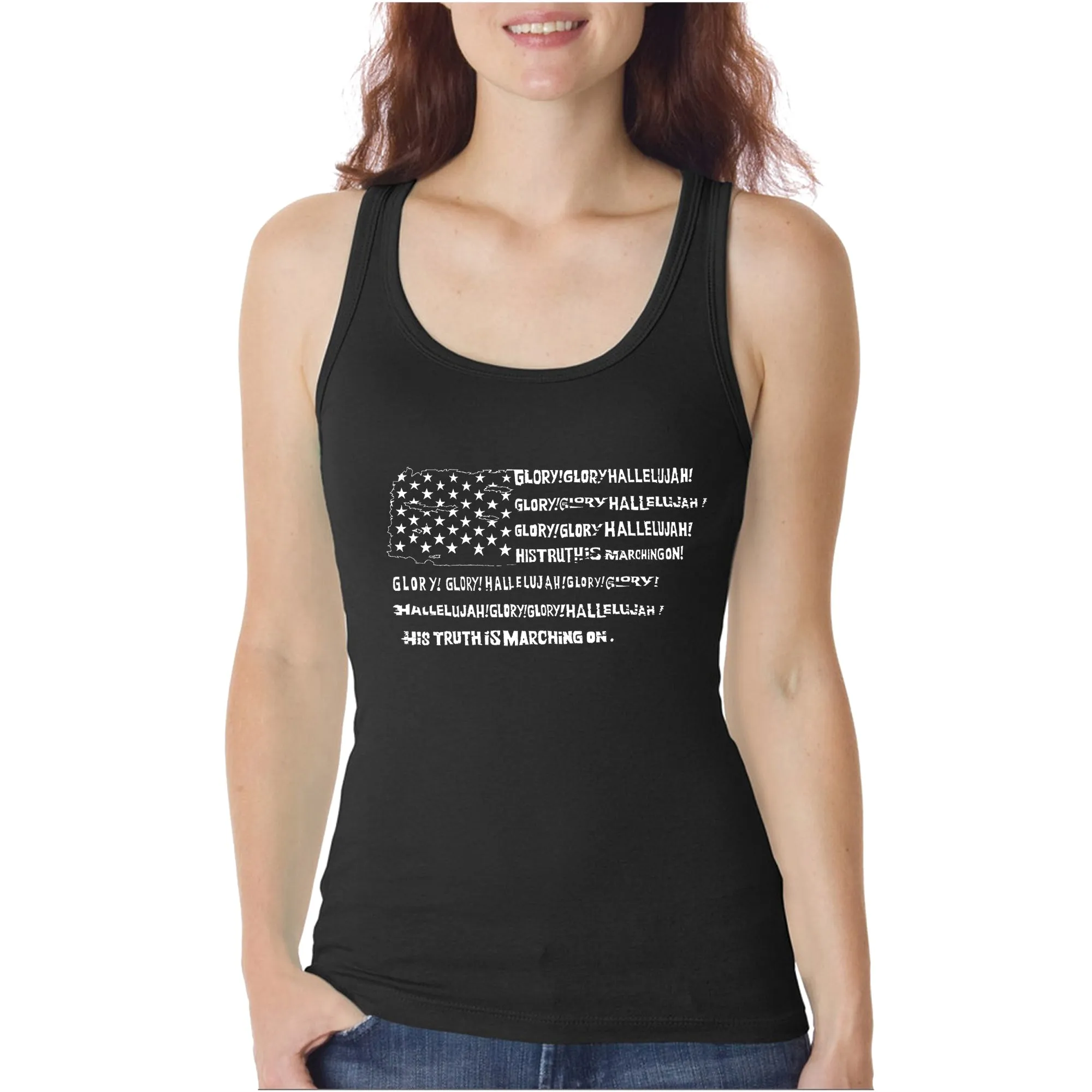 Glory Hallelujah Flag - Women's Word Art Tank Top sold by LA Pop Art
