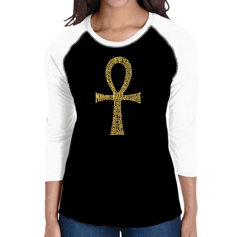 ANKH - Women's Raglan Baseball Word Art T-Shirt sold by LA Pop Art