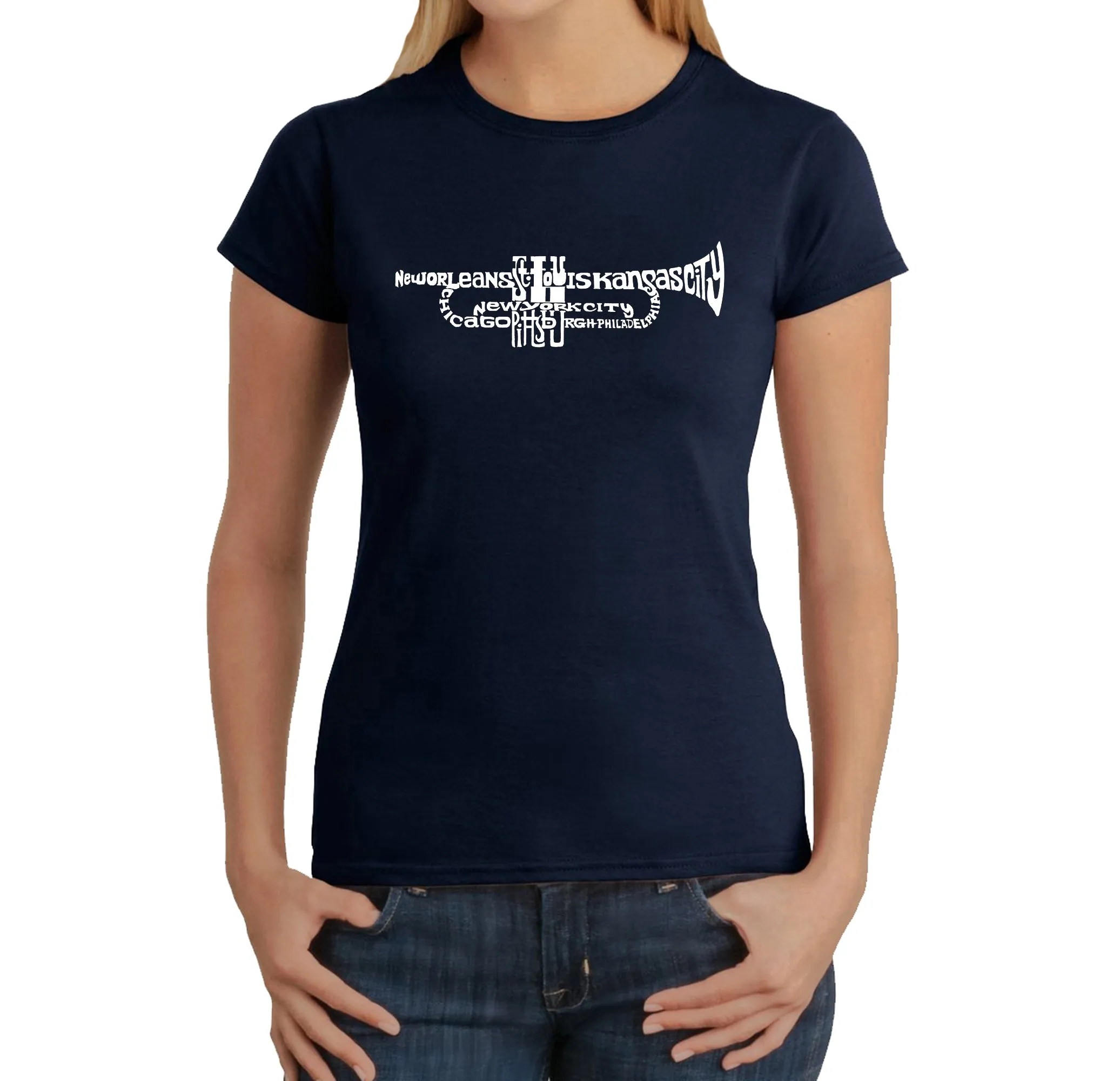 Trumpet - Women's Word Art T-Shirt sold by LA Pop Art product image thumbnail 3