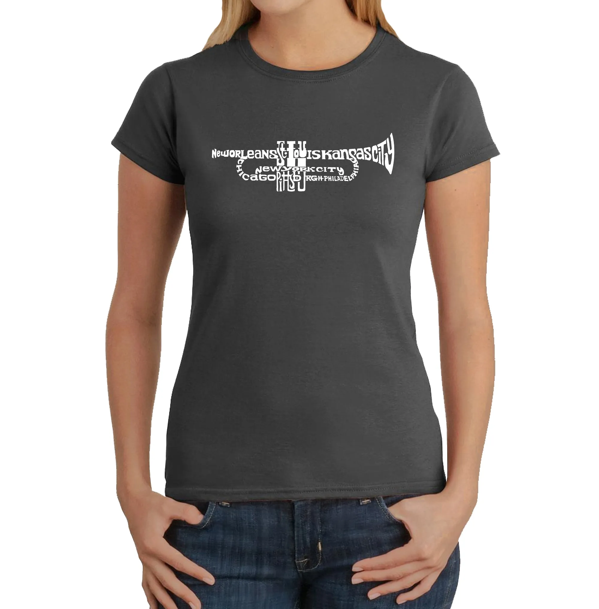 Trumpet - Women's Word Art T-Shirt sold by LA Pop Art product image thumbnail 4