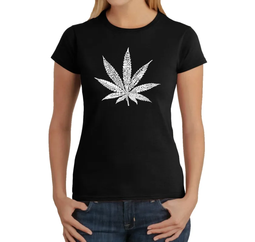 50 DIFFERENT STREET TERMS FOR MARIJUANA - Women's Word Art T-Shirt sold by LA Pop Art