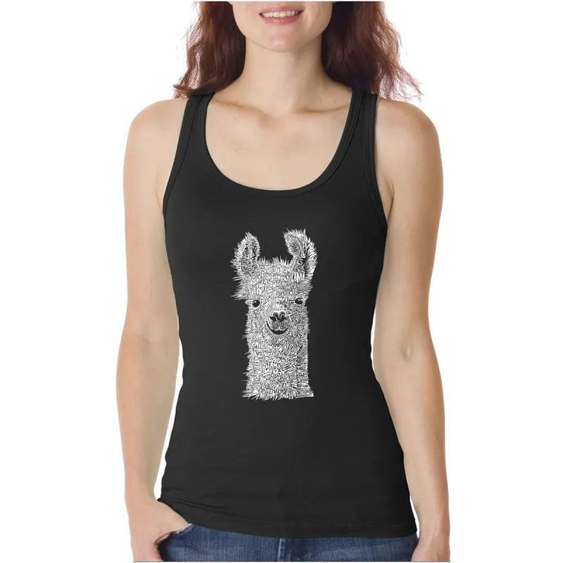 Llama  - Women's Word Art Tank Top sold by LA Pop Art