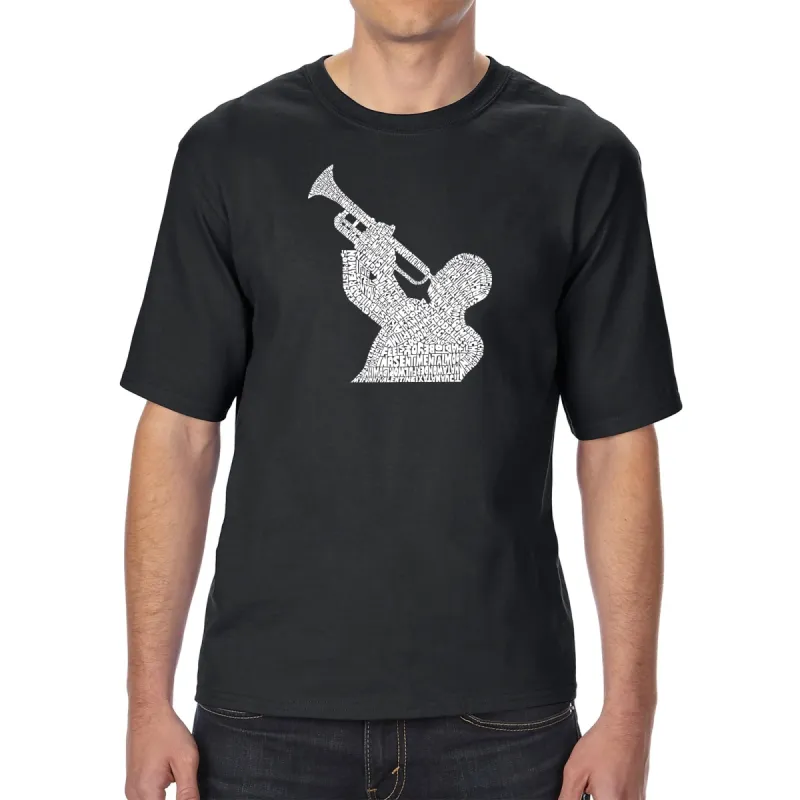 ALL TIME JAZZ SONGS - Men's Tall Word Art T-Shirt sold by LA Pop Art