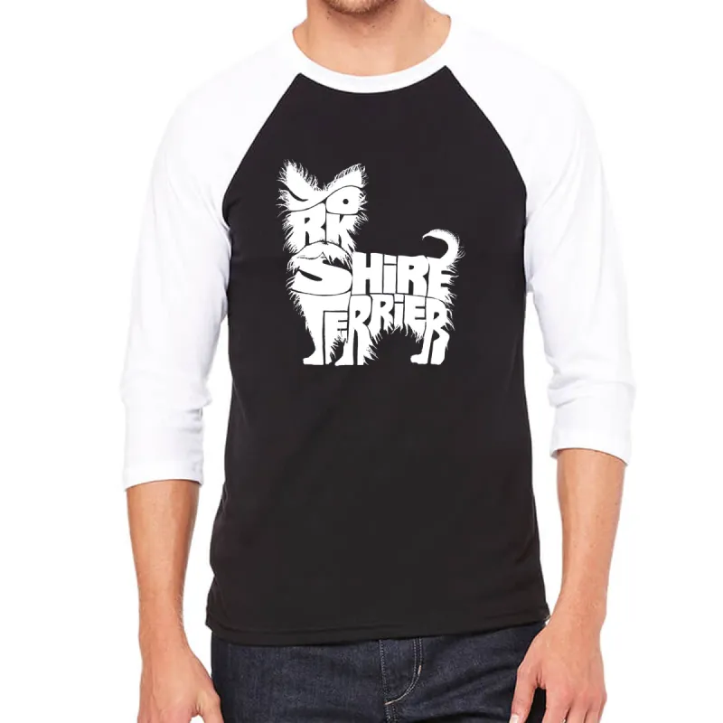 Yorkie - Men's Raglan Baseball Word Art T-Shirt sold by LA Pop Art