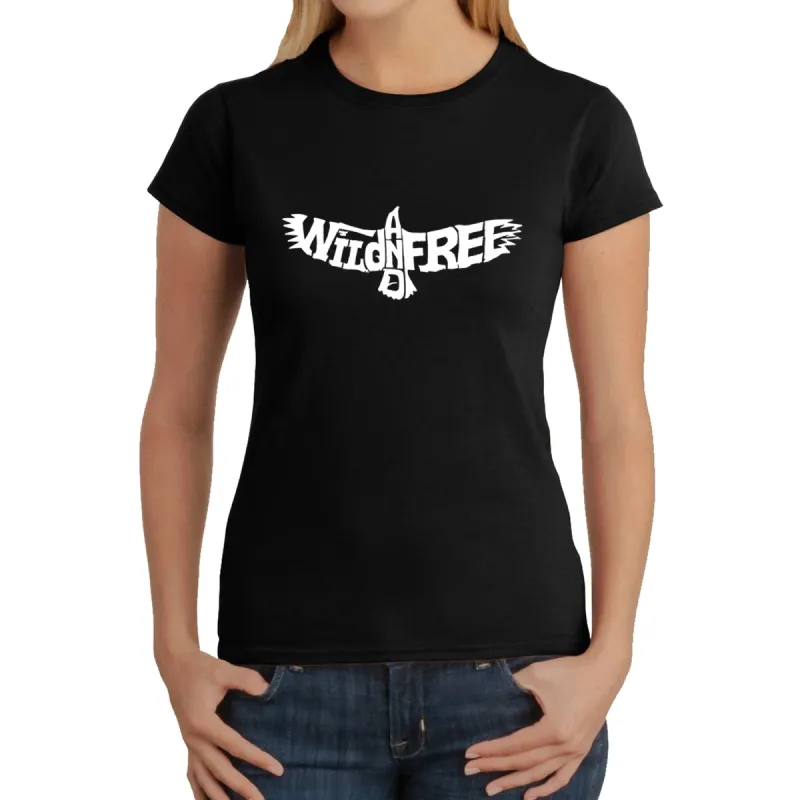 Wild and Free Eagle -  Women's Word Art T-Shirt sold by LA Pop Art