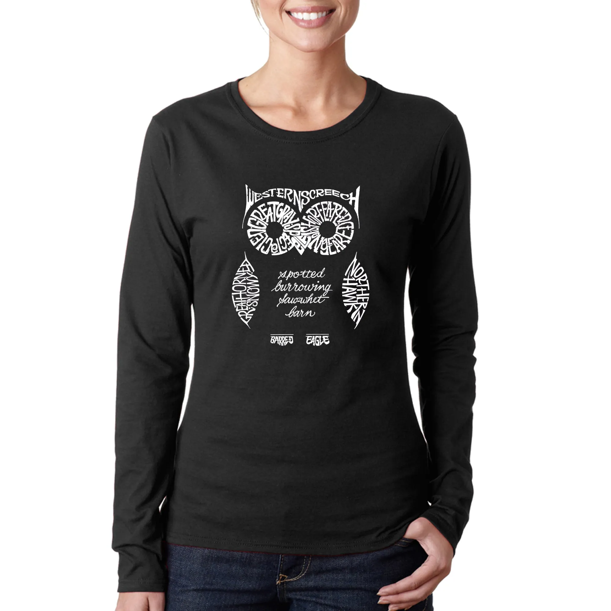 Owl - Women's Word Art Long Sleeve T-Shirt sold by LA Pop Art