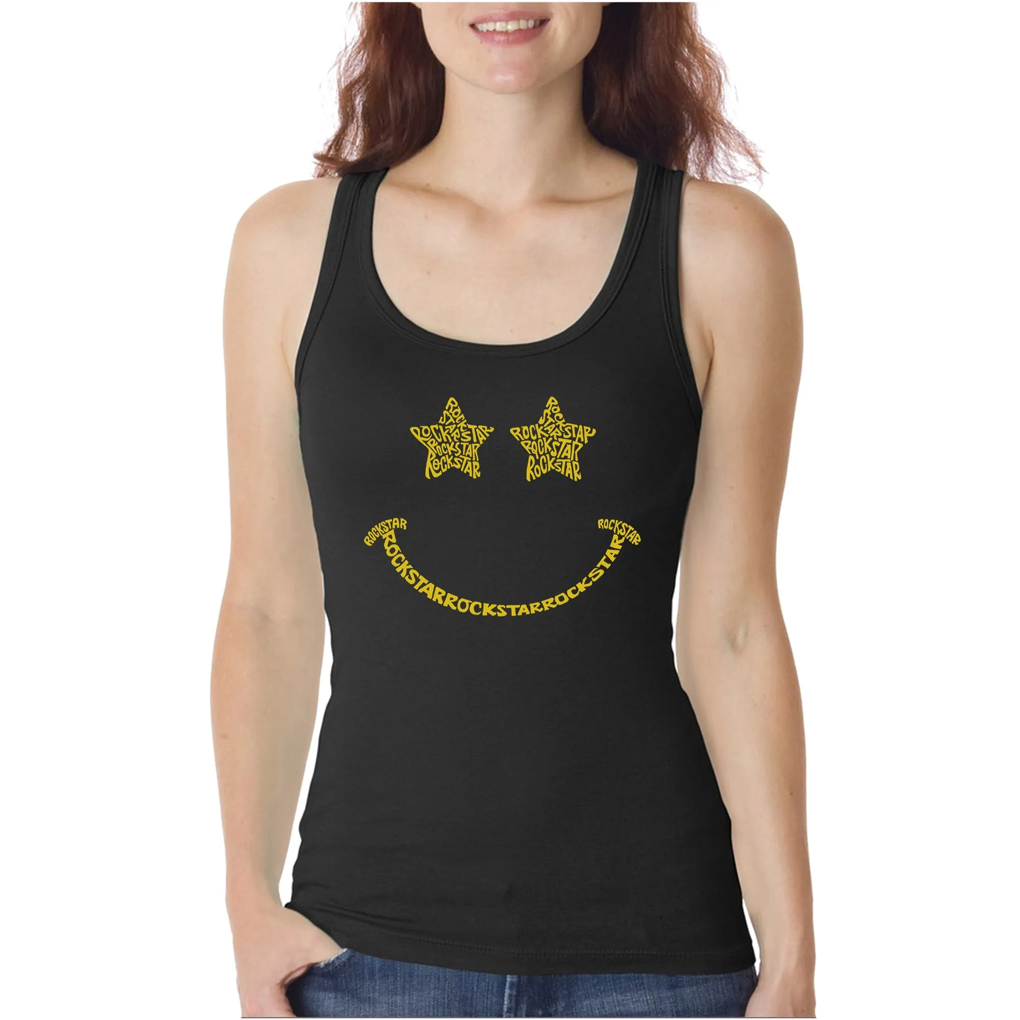 Rockstar Smiley - Women's Word Art Tank Top sold by LA Pop Art