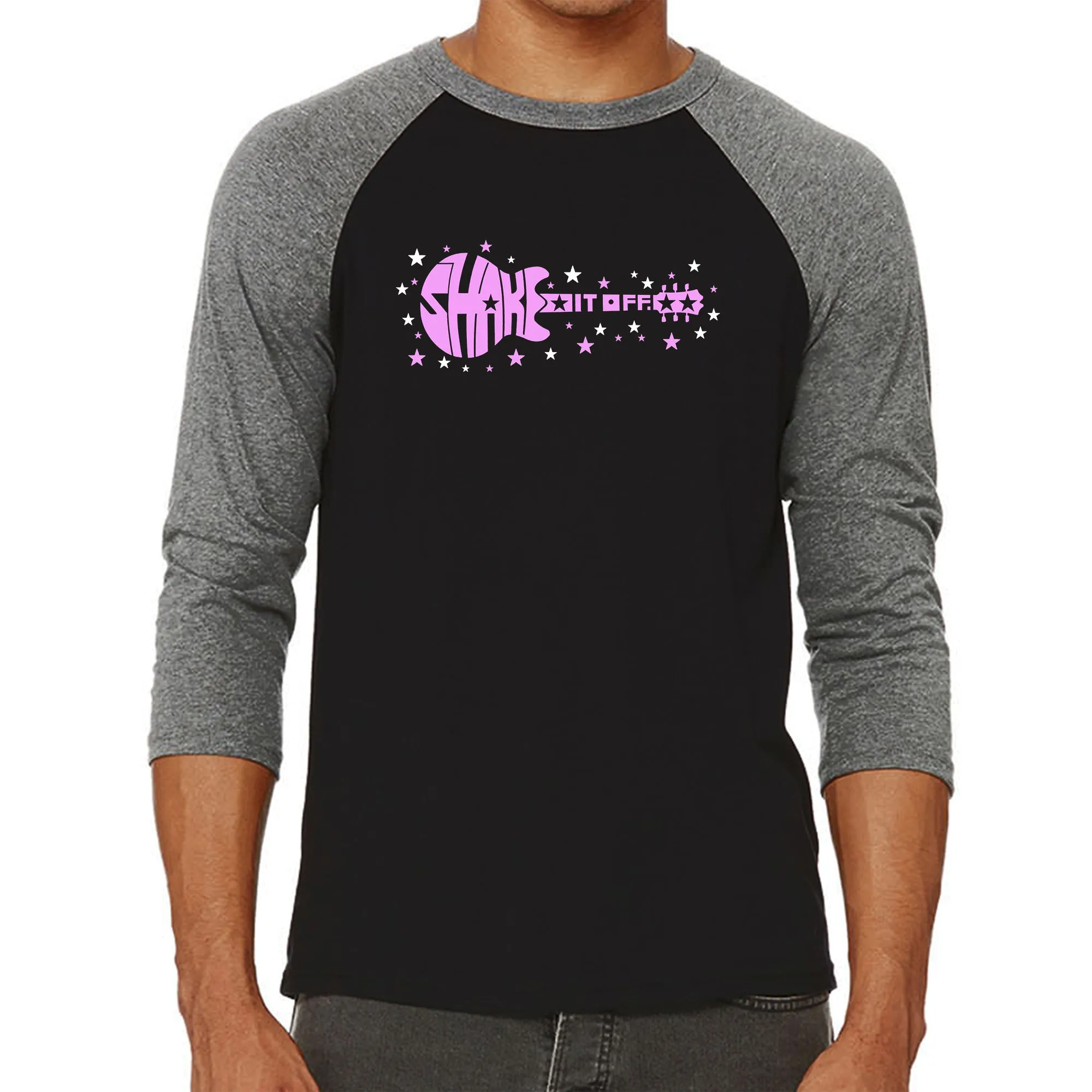 Shake it Off - Men's Raglan Baseball Word Art T-Shirt sold by LA Pop Art product image thumbnail 4