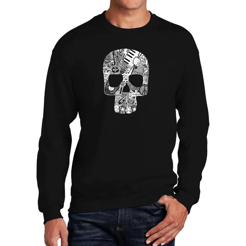 Rock n Roll Skull - Men's Word Art Crewneck Sweatshirt sold by LA Pop Art