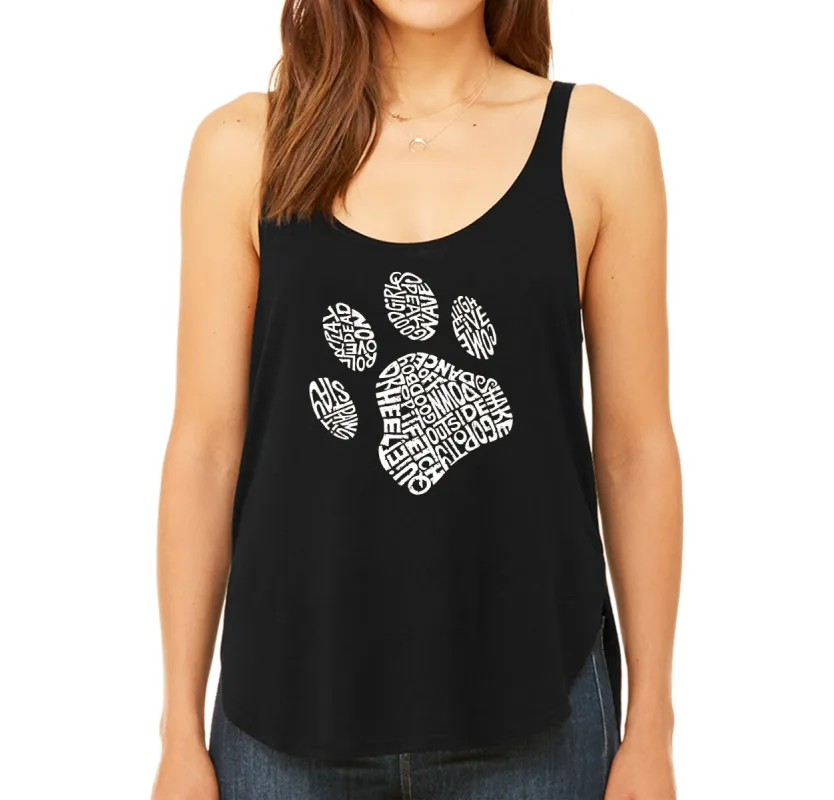 Dog Paw - Women's Word Art Flowy Tank sold by LA Pop Art
