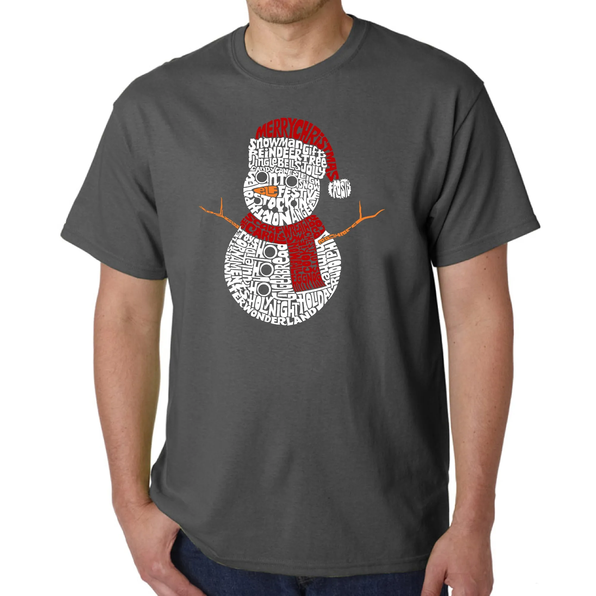 Christmas Snowman - Men's Word Art T-Shirt sold by LA Pop Art product image thumbnail 5