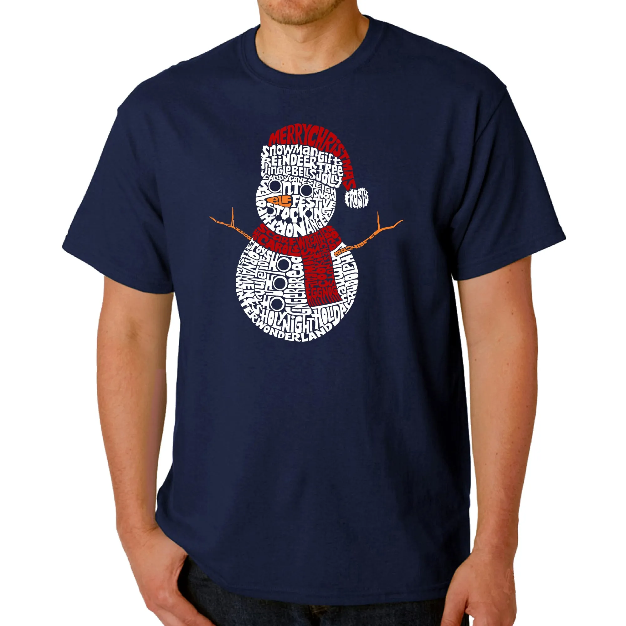 Christmas Snowman - Men's Word Art T-Shirt sold by LA Pop Art product image thumbnail 3