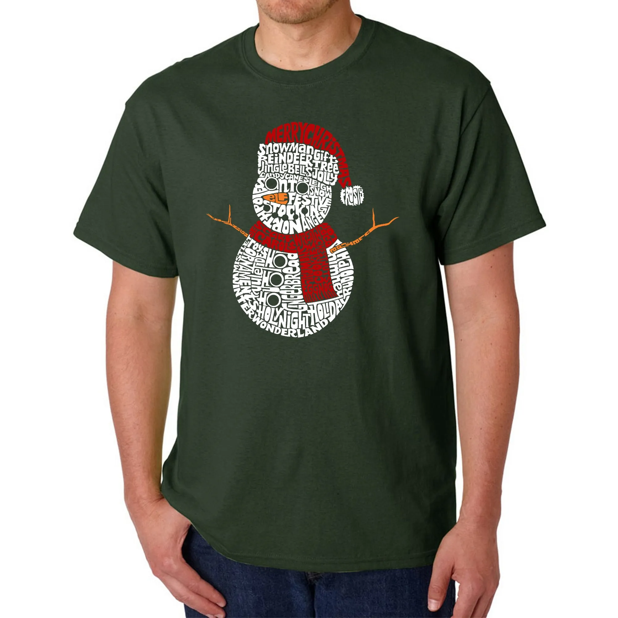 Christmas Snowman - Men's Word Art T-Shirt sold by LA Pop Art product image thumbnail 4
