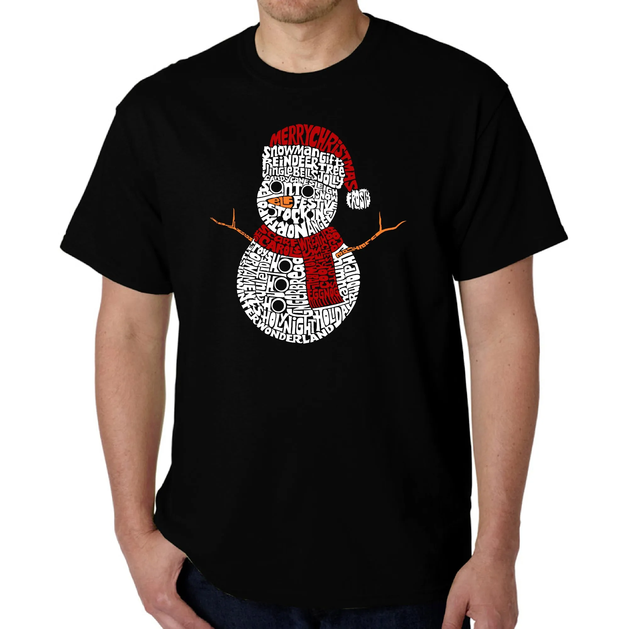 Christmas Snowman - Men's Word Art T-Shirt sold by LA Pop Art
