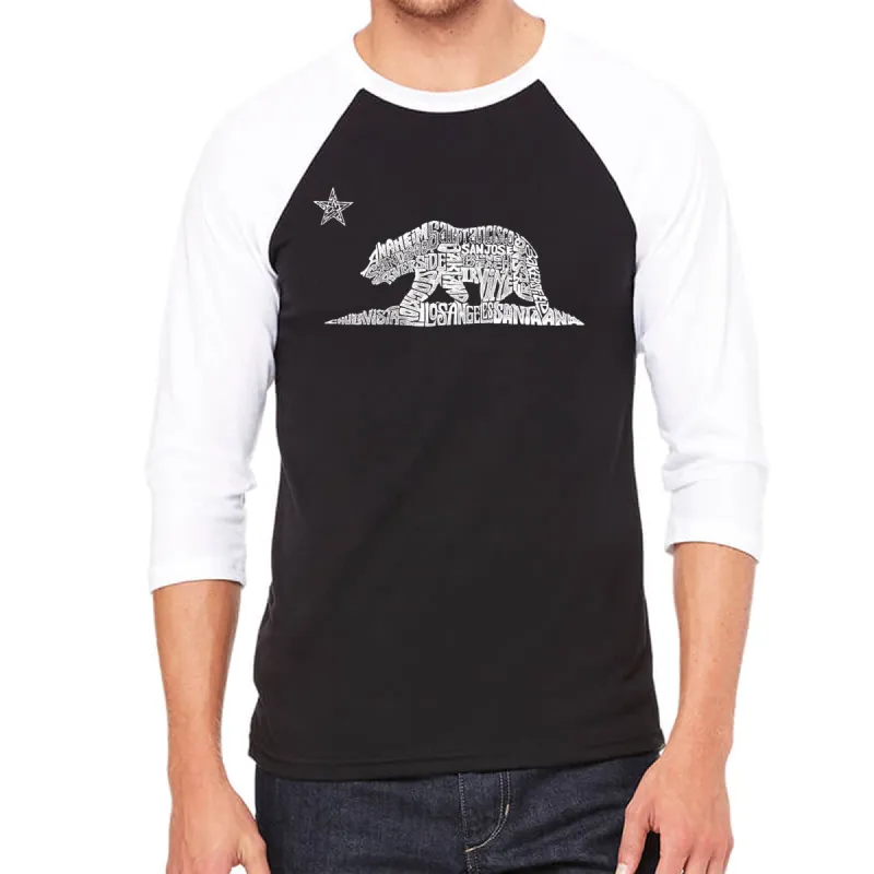 California Bear - Men's Raglan Baseball Word Art T-Shirt sold by LA Pop Art