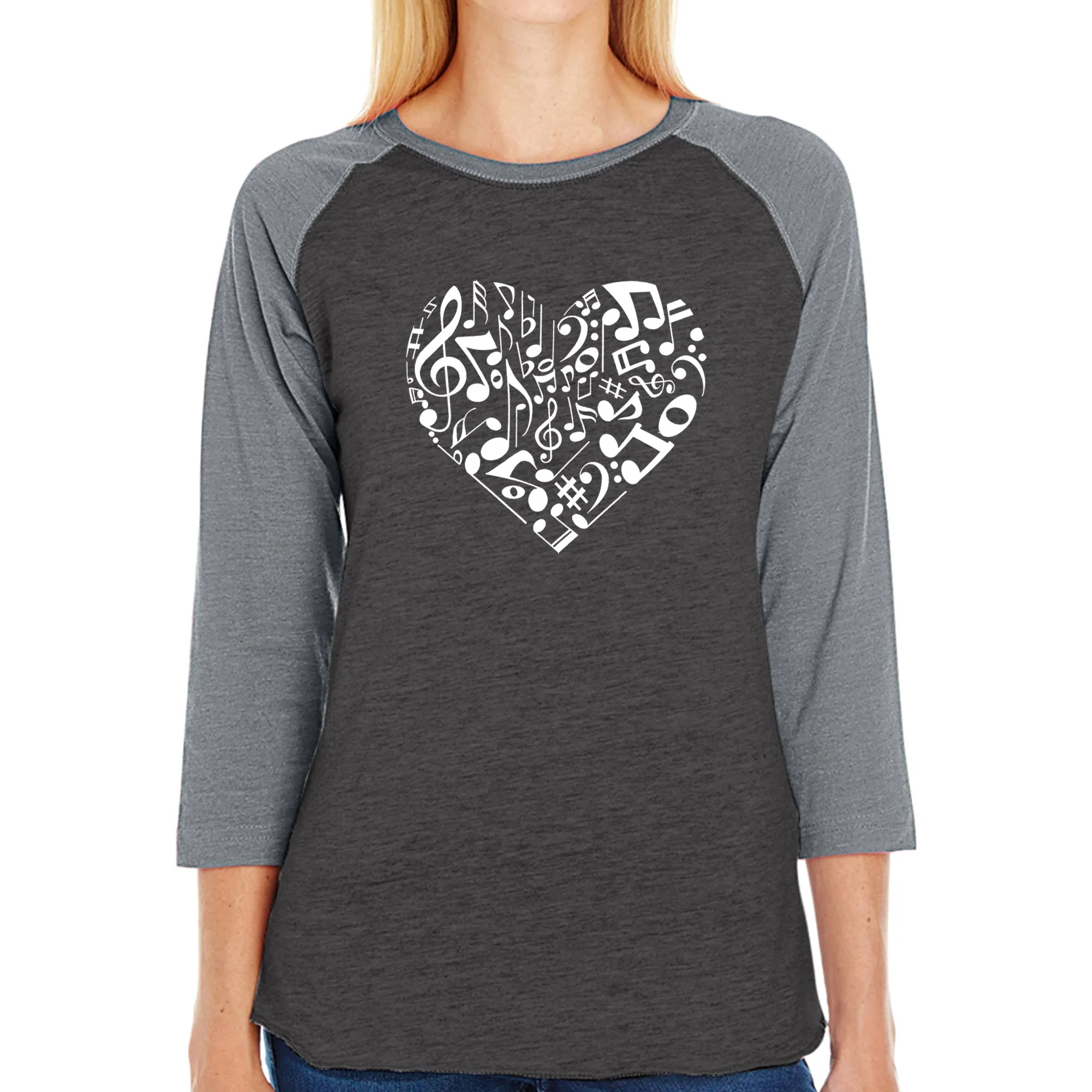 Heart Notes - Women's Raglan Baseball Word Art T-Shirt sold by LA Pop Art product image thumbnail 4