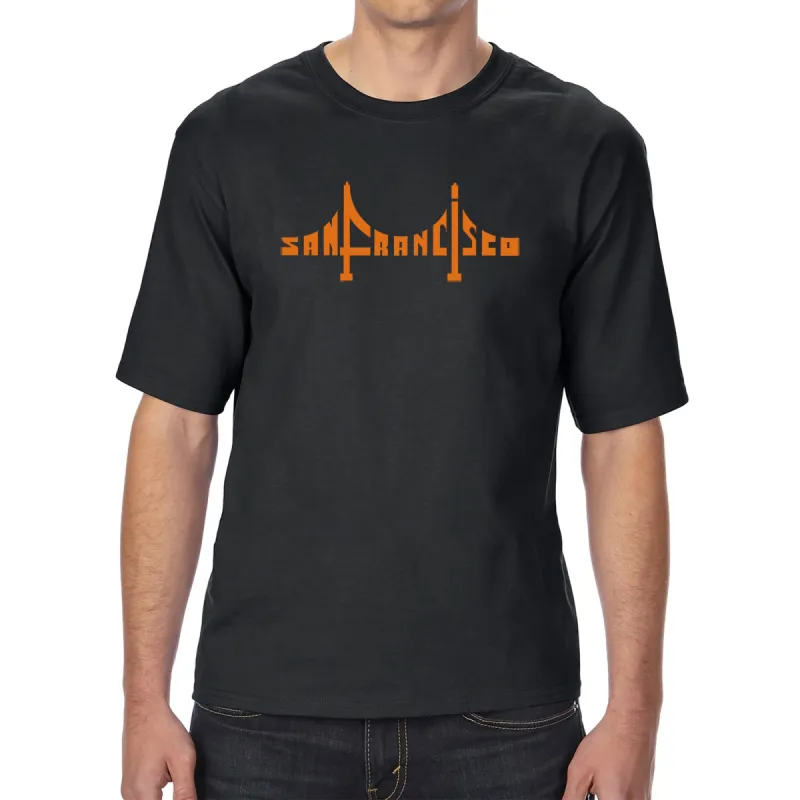 San Francisco Bridge  - Men's Tall and Long Word Art T-Shirt sold by LA Pop Art