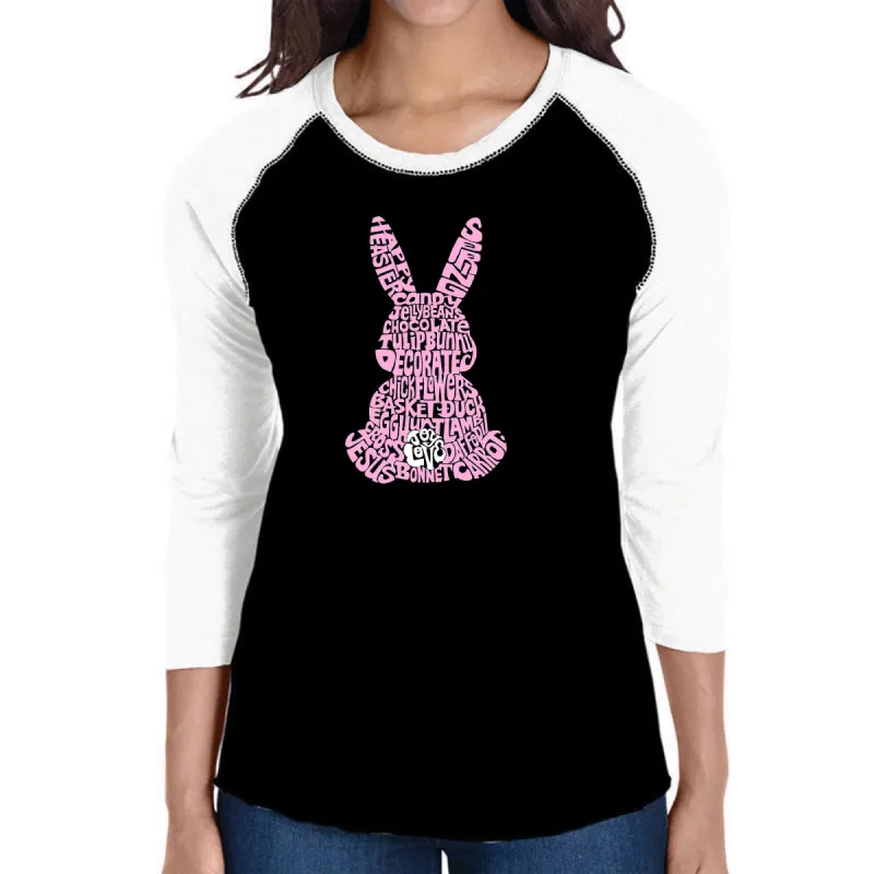 Easter Bunny  - Women's Raglan Word Art T-Shirt sold by LA Pop Art
