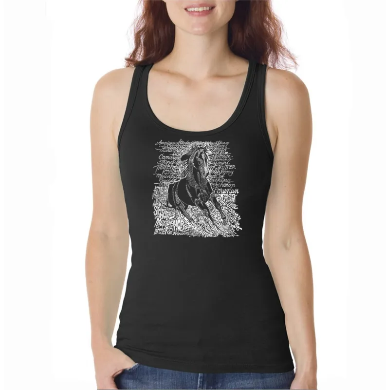 POPULAR HORSE BREEDS  - Women's Word Art Tank Top sold by LA Pop Art