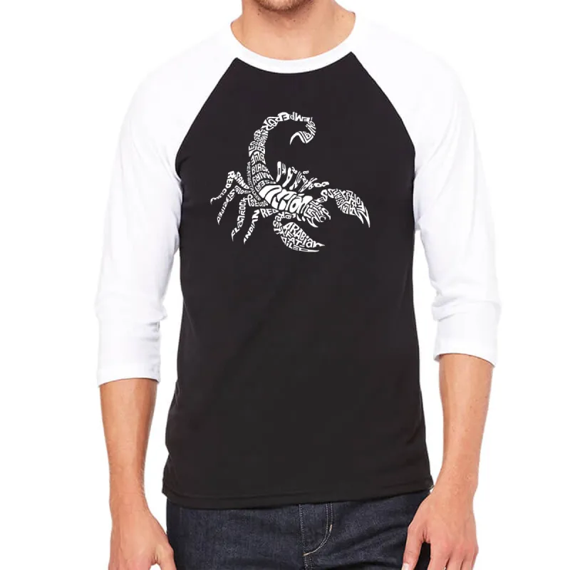 Types of Scorpions - Men's Raglan Baseball Word Art T-Shirt sold by LA Pop Art