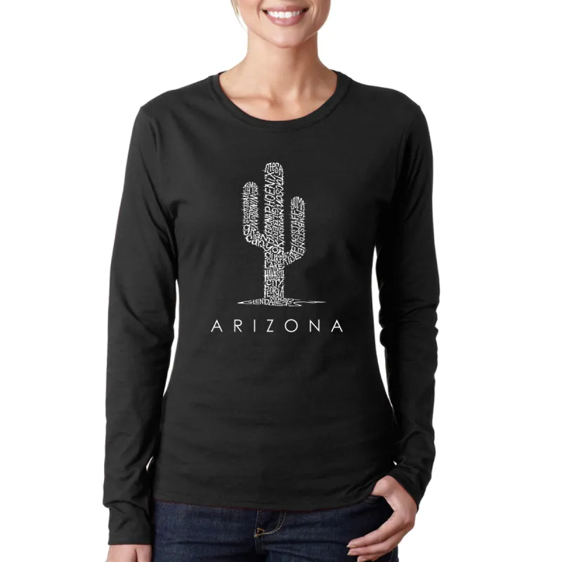 Arizona Cities - Women's Word Art Long Sleeve T-Shirt sold by LA Pop Art