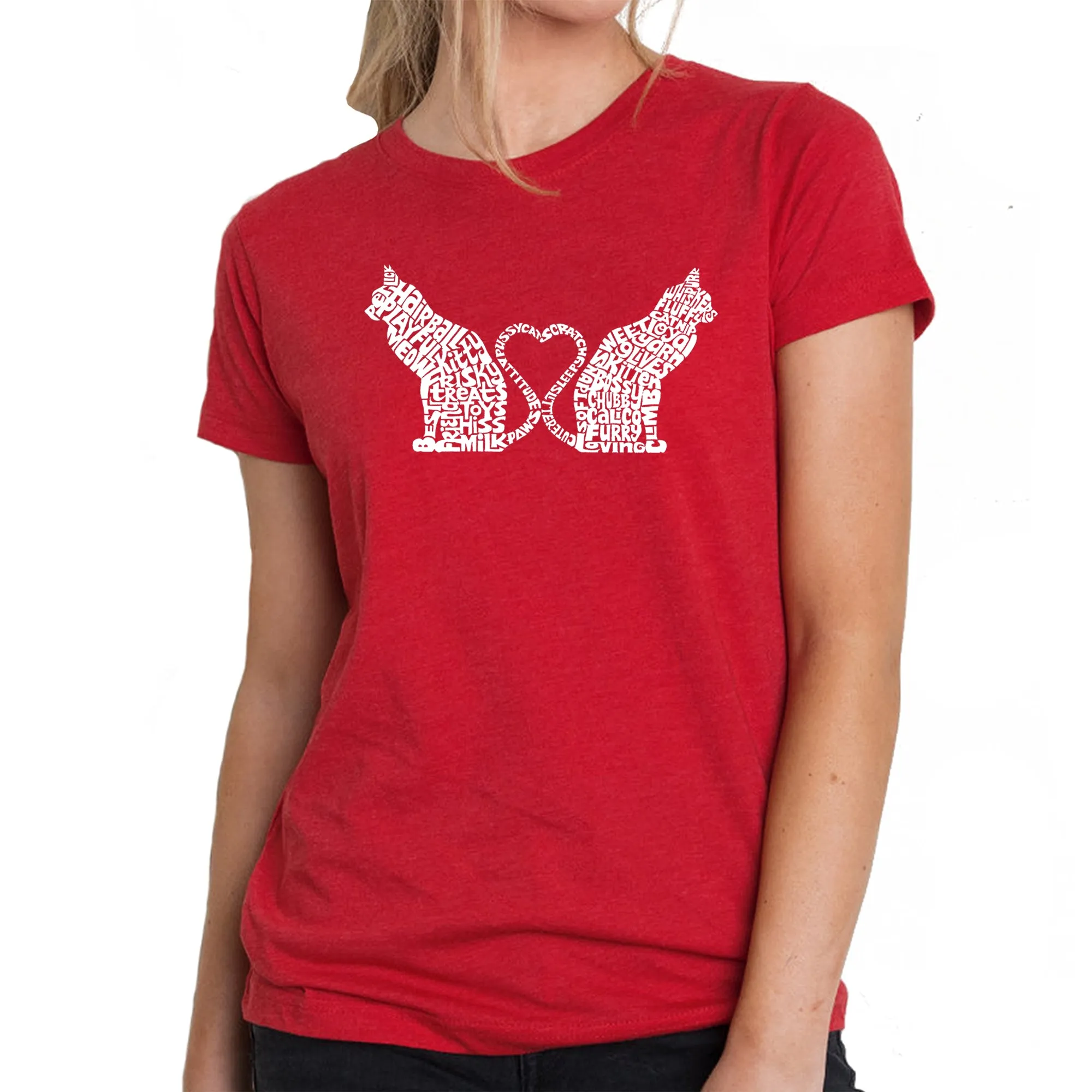 Cat Tail Hearts - Women's Premium Blend Word Art T-Shirt sold by LA Pop Art product image thumbnail 5