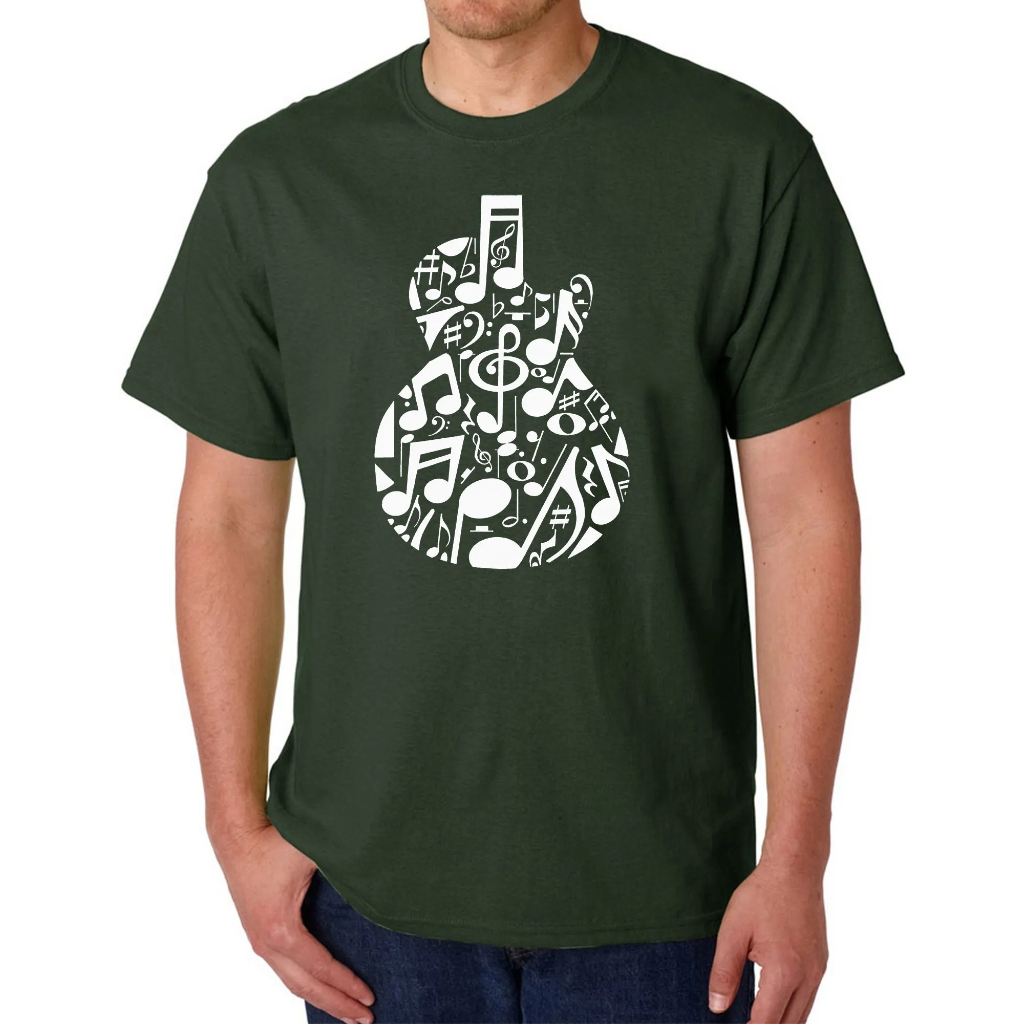 Music Notes Guitar - Men's Word Art T-Shirt sold by LA Pop Art product image thumbnail 4