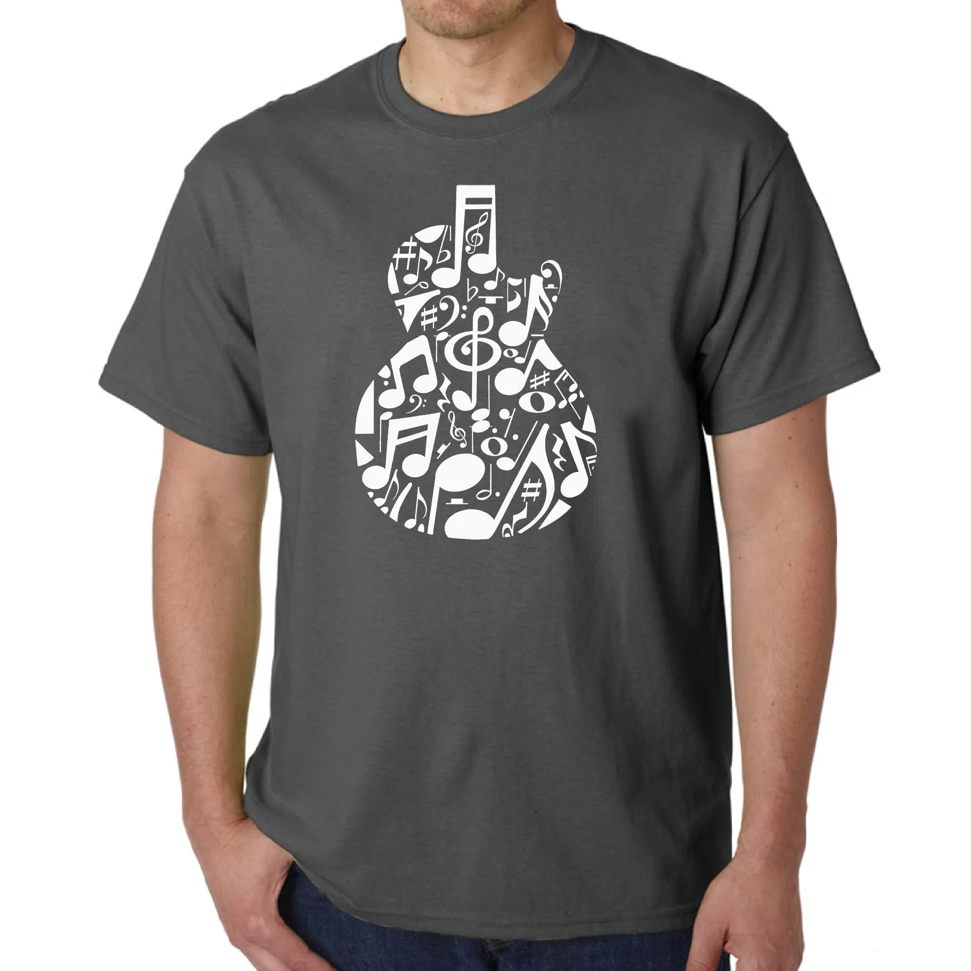 Music Notes Guitar - Men's Word Art T-Shirt sold by LA Pop Art product image thumbnail 5
