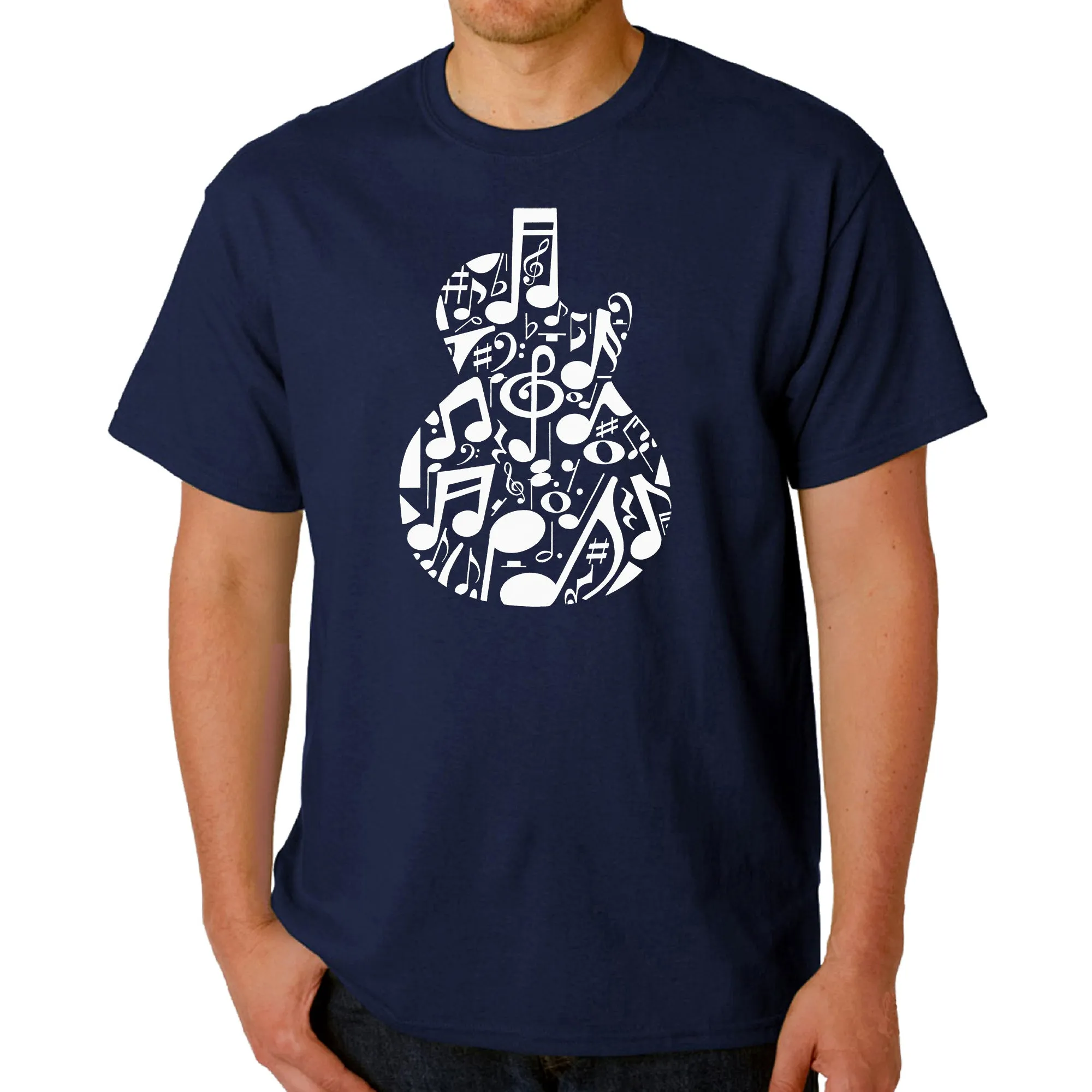 Music Notes Guitar - Men's Word Art T-Shirt sold by LA Pop Art product image thumbnail 3