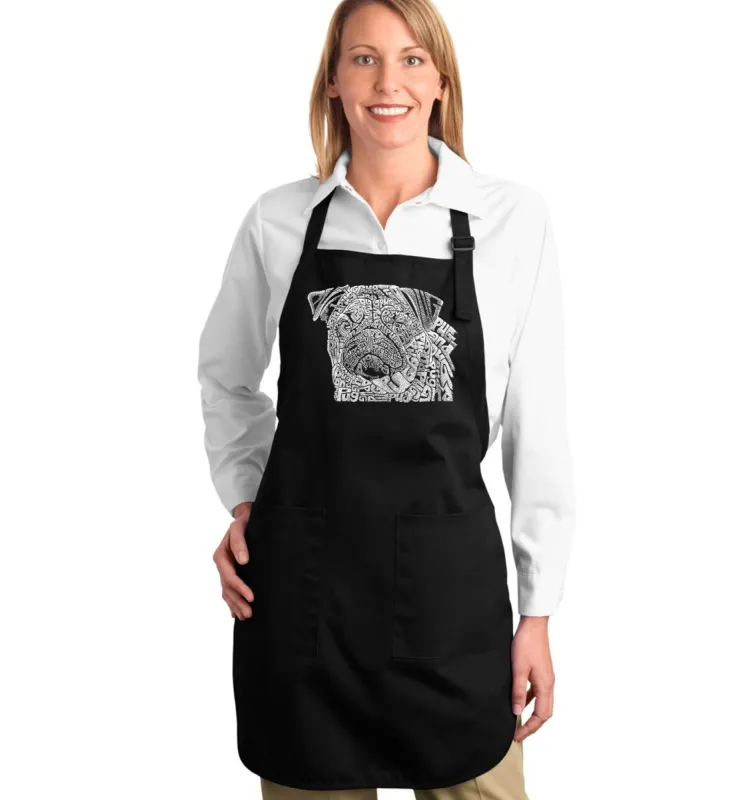 Pug Face - Full Length Word Art Apron sold by LA Pop Art