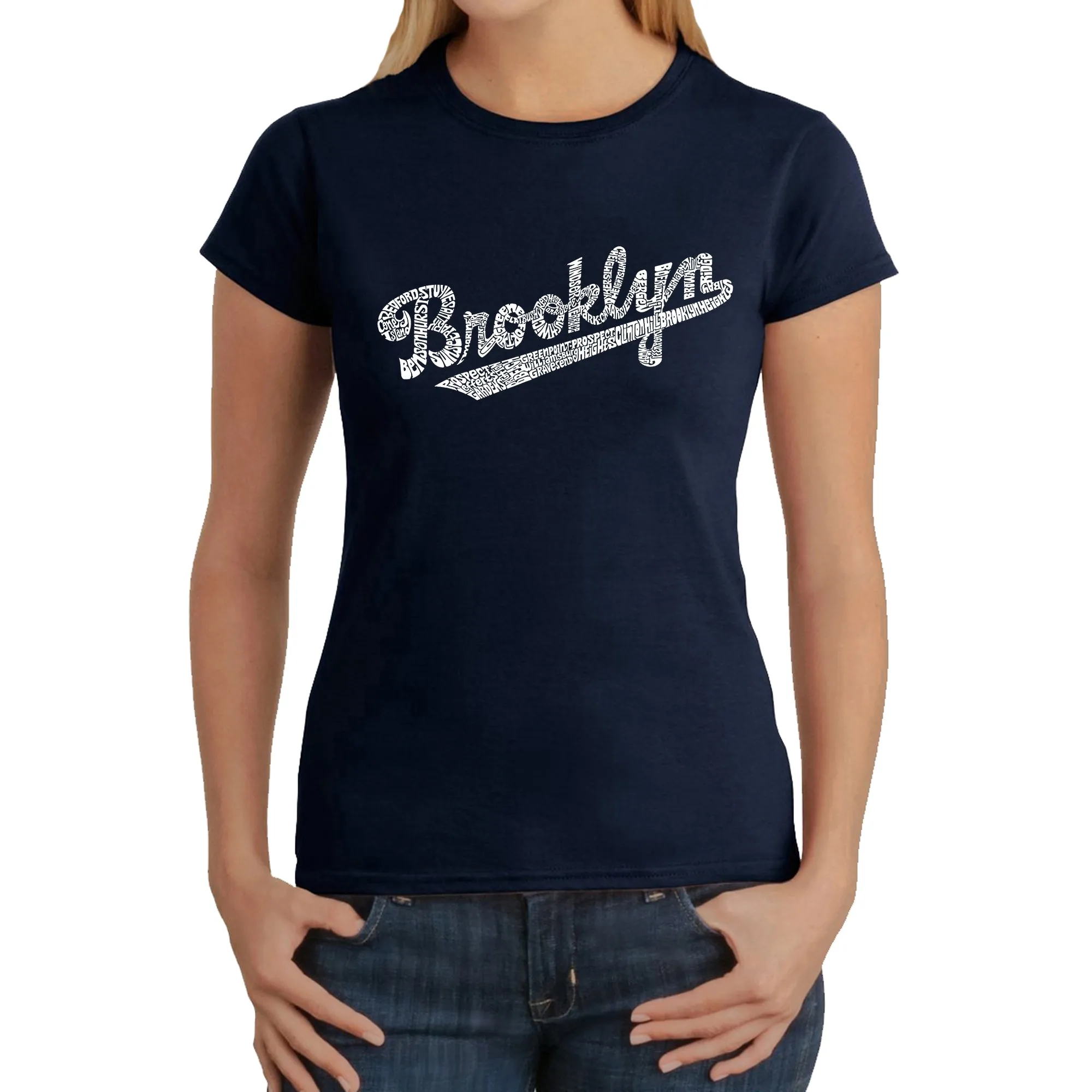 Brooklyn Neighborhoods - Women's Word Art T-Shirt sold by LA Pop Art product image thumbnail 3