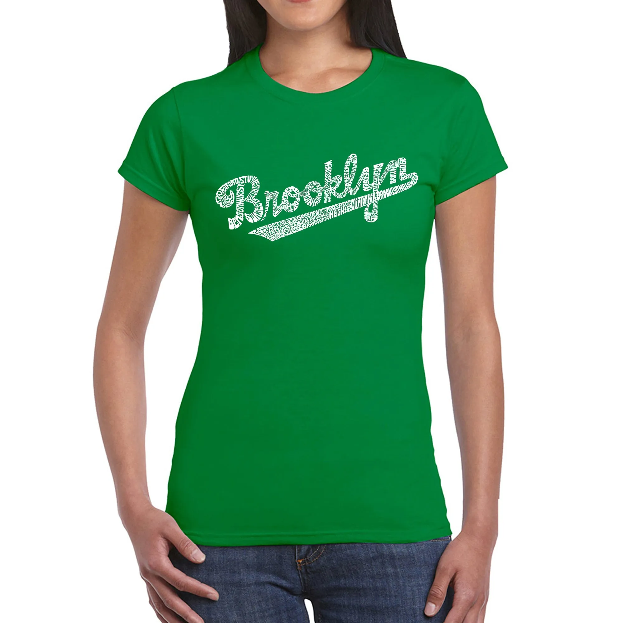 Brooklyn Neighborhoods - Women's Word Art T-Shirt sold by LA Pop Art product image thumbnail 5