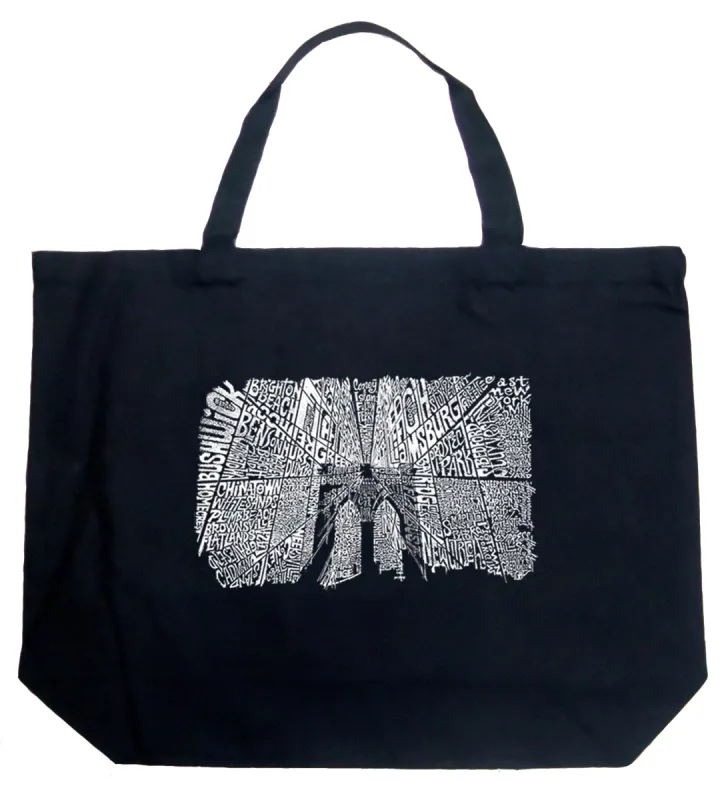 Brooklyn Bridge - Large Word Art Tote Bag sold by LA Pop Art