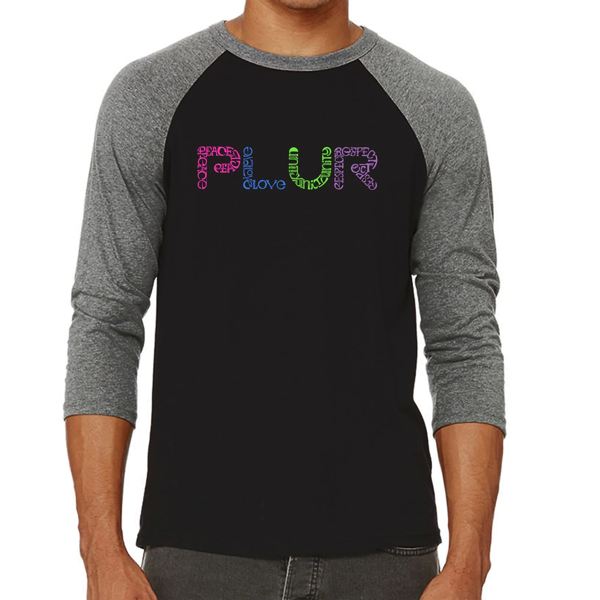 PLUR - Men's Raglan Baseball Word Art T-Shirt sold by LA Pop Art product image thumbnail 4