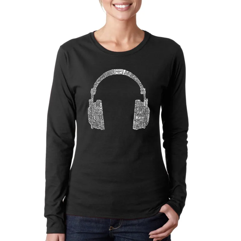 63 DIFFERENT GENRES OF MUSIC - Women's Word Art Long Sleeve T-Shirt sold by LA Pop Art