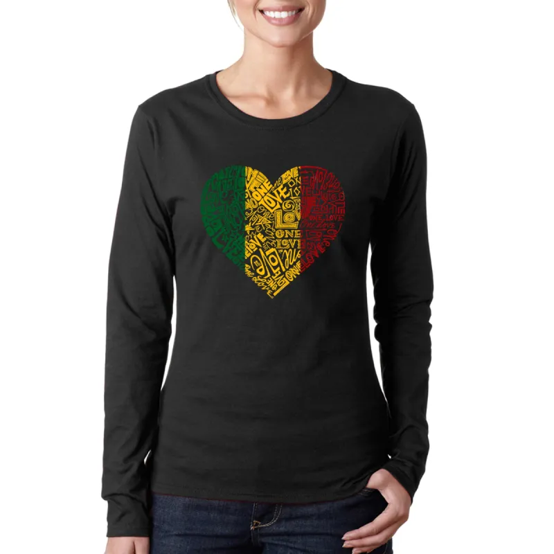 One Love Heart -  Women's Word Art Long Sleeve T-Shirt sold by LA Pop Art